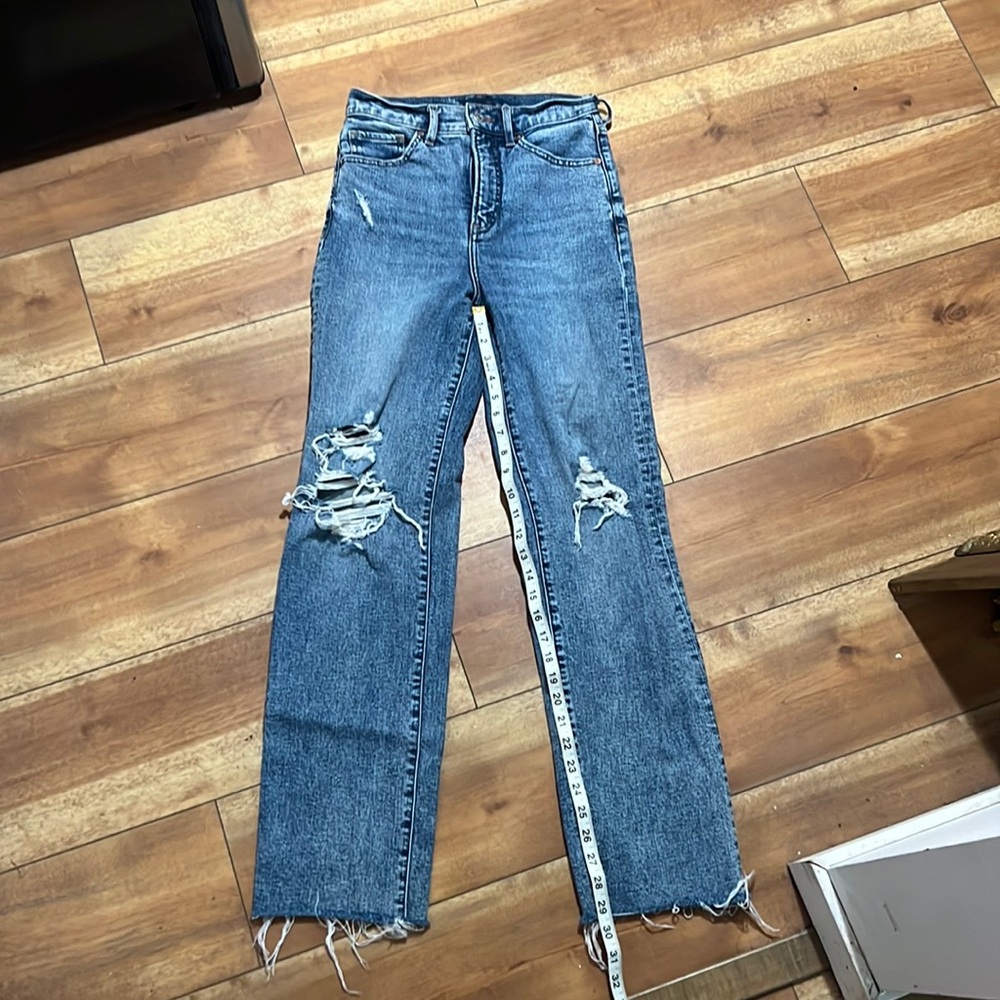 Express Modern Straight Super High Rise Acid Wash